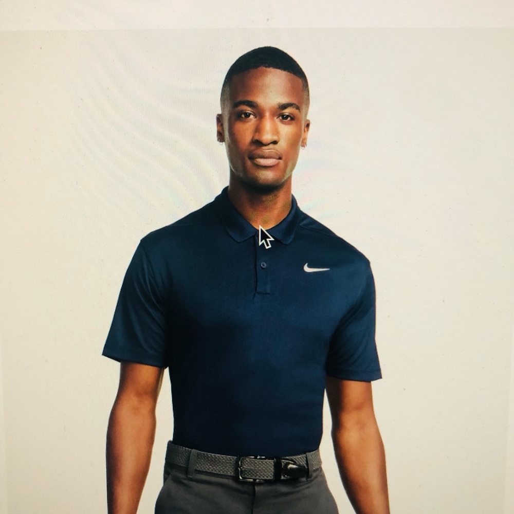 Nike dry Dri-Fit Men Solid Polo Shirt Navy Short Sleeve Sz XXL swoosh outdoorsy